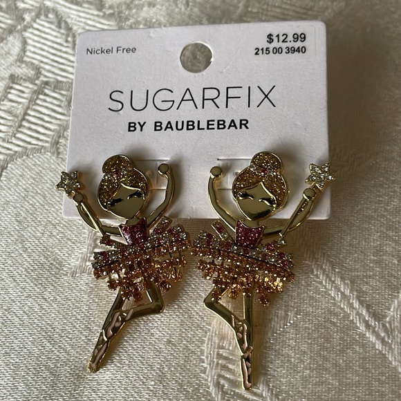 New on Cards Sugarfix Baublebar Ballerina Pierced Earrings & Necklace - Picture 3 of 4